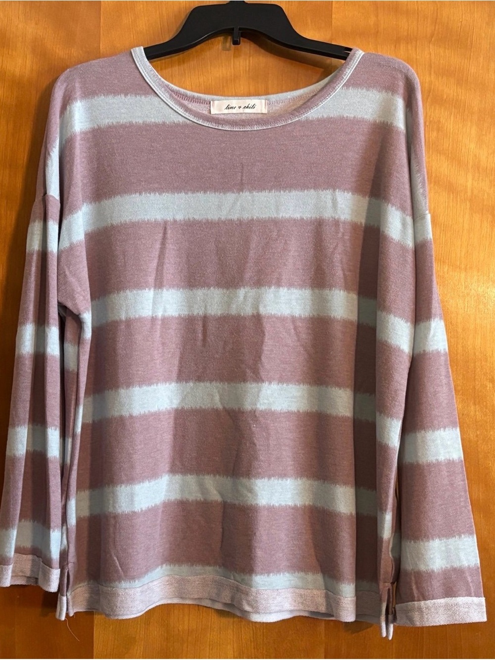 Lime & Chili Mauve & Mint Striped Long-Sleeve